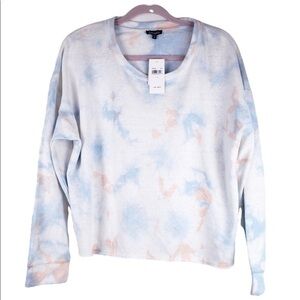 Splendid sz M blue tie dye BOHO cropped sweatshirt